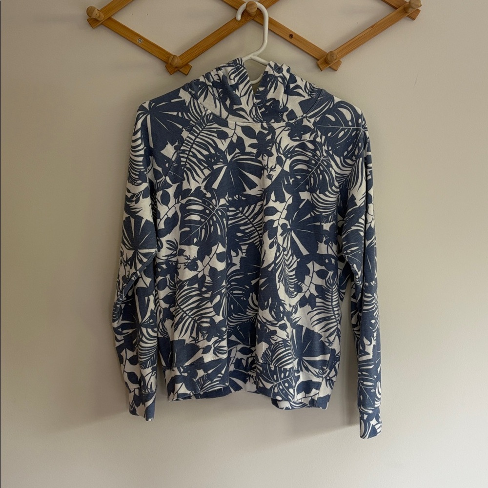 Sundry Graphic Floral Tropical Blue White Hoodie Size 0 / Small